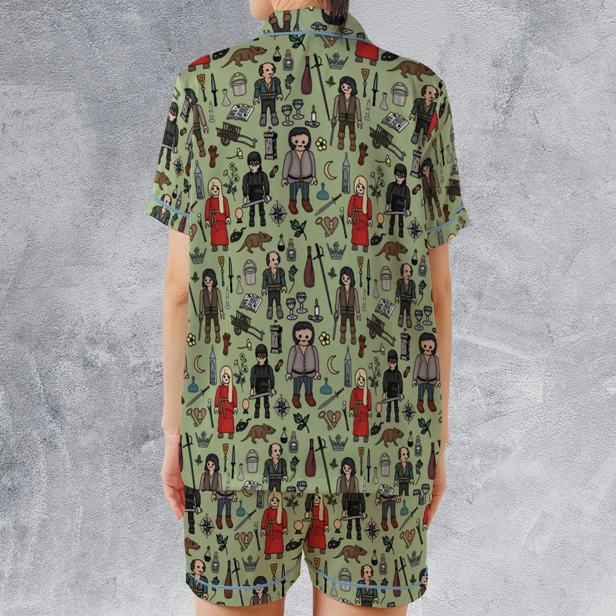 Satin Short-Sleeve Pajamas Set - HSU6XEZC