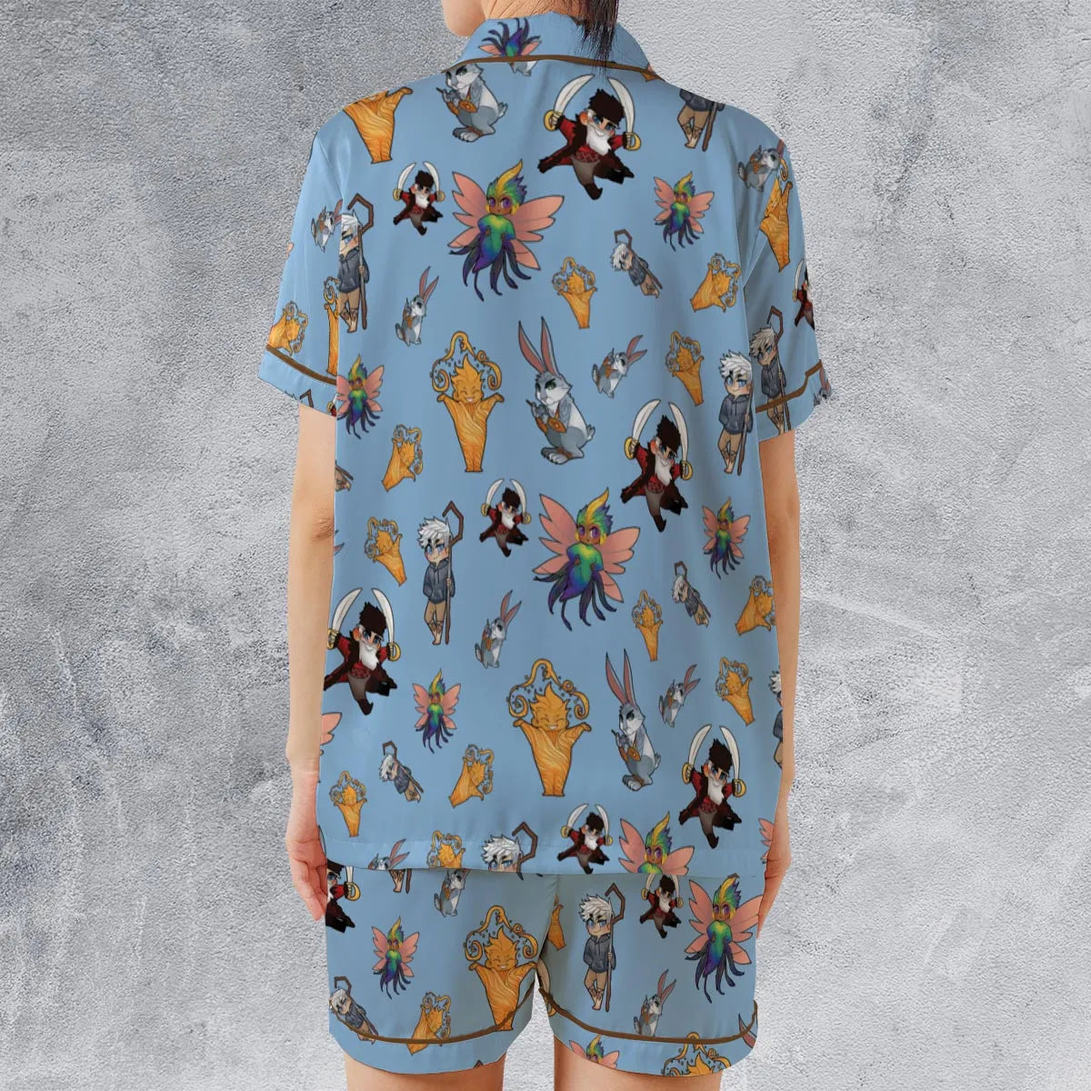 Satin Short-Sleeve Pajamas Set - GGCJGRBC