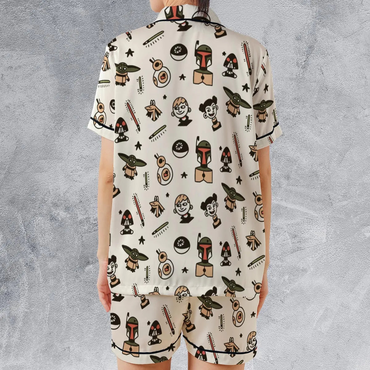 Satin Short-Sleeve Pajamas Set - FMJ7WU4E