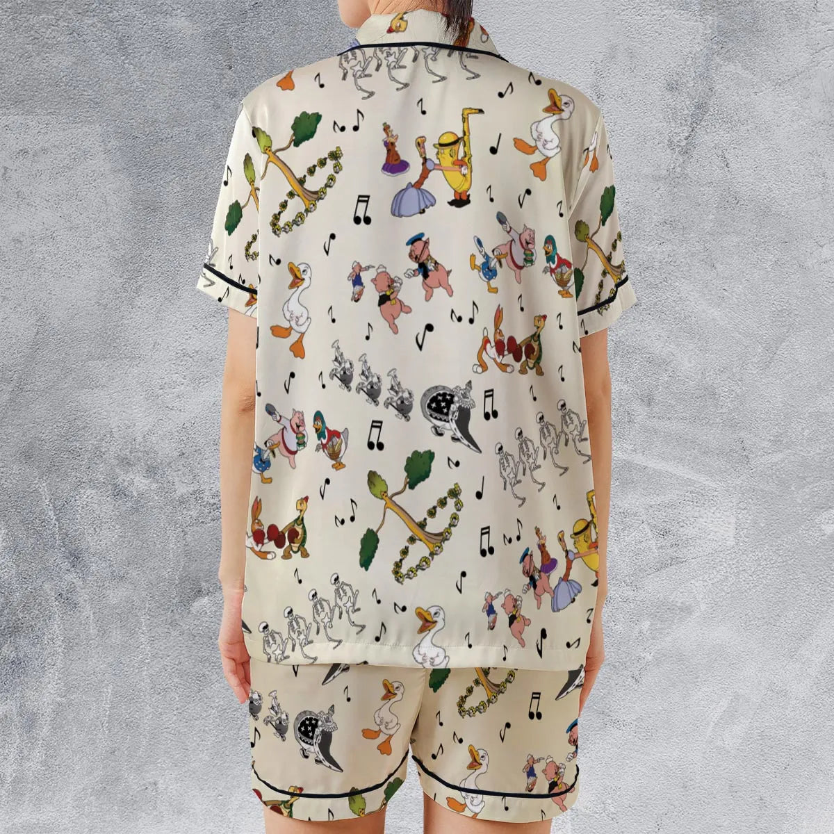 Satin Short-Sleeve Pajamas Set - WGCE8T17