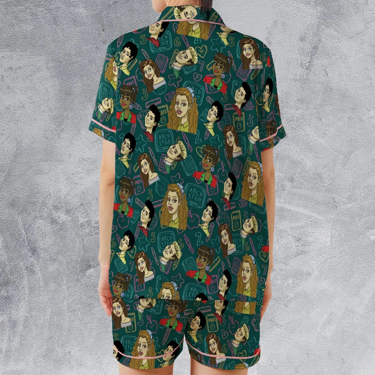 Satin Short-Sleeve Pajamas Set - RDE7QR4P