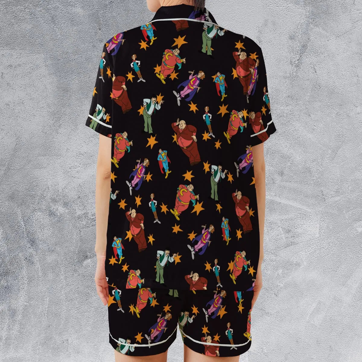 Satin Short-Sleeve Pajamas Set - EFDAWQT8