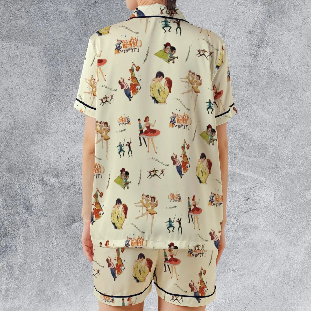 Satin Short-Sleeve Pajamas Set - S5E4S4ZM