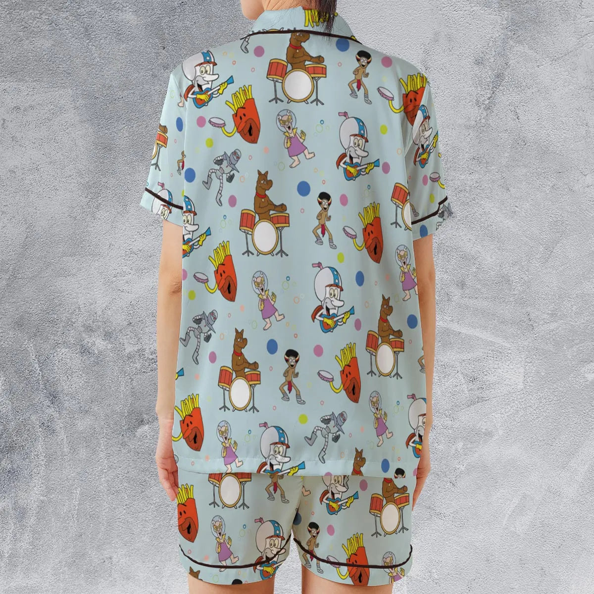 Satin Short-Sleeve Pajamas Set - QKV4UKHZ