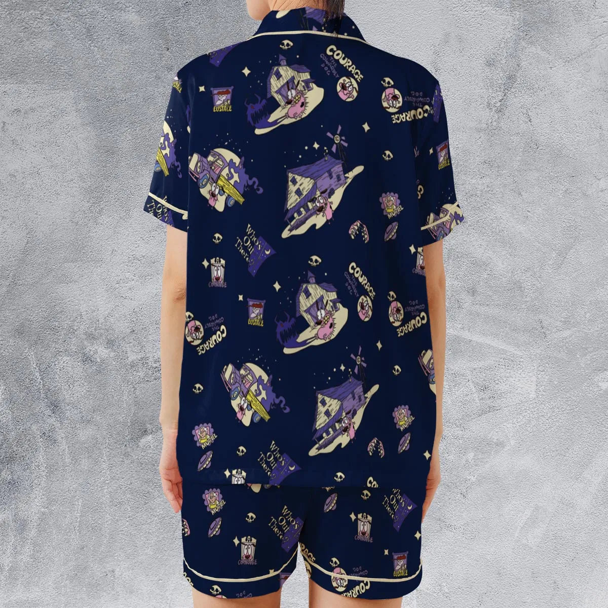 Satin Short-Sleeve Pajamas Set - GCYUFDMN