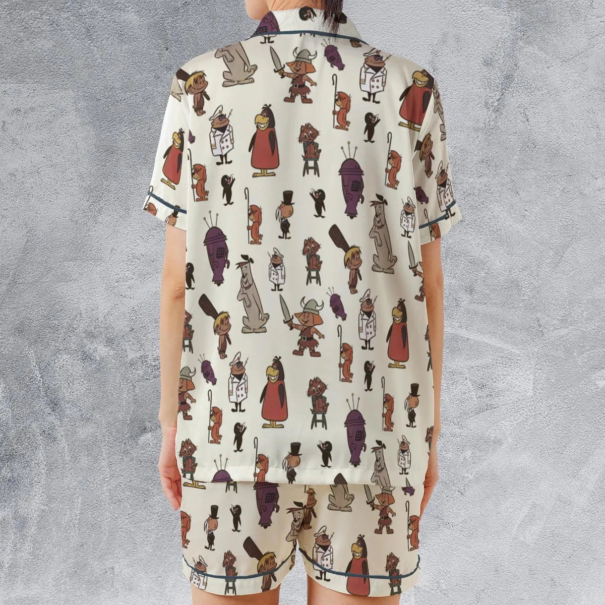 Satin Short-Sleeve Pajamas Set - YXDWUGNR