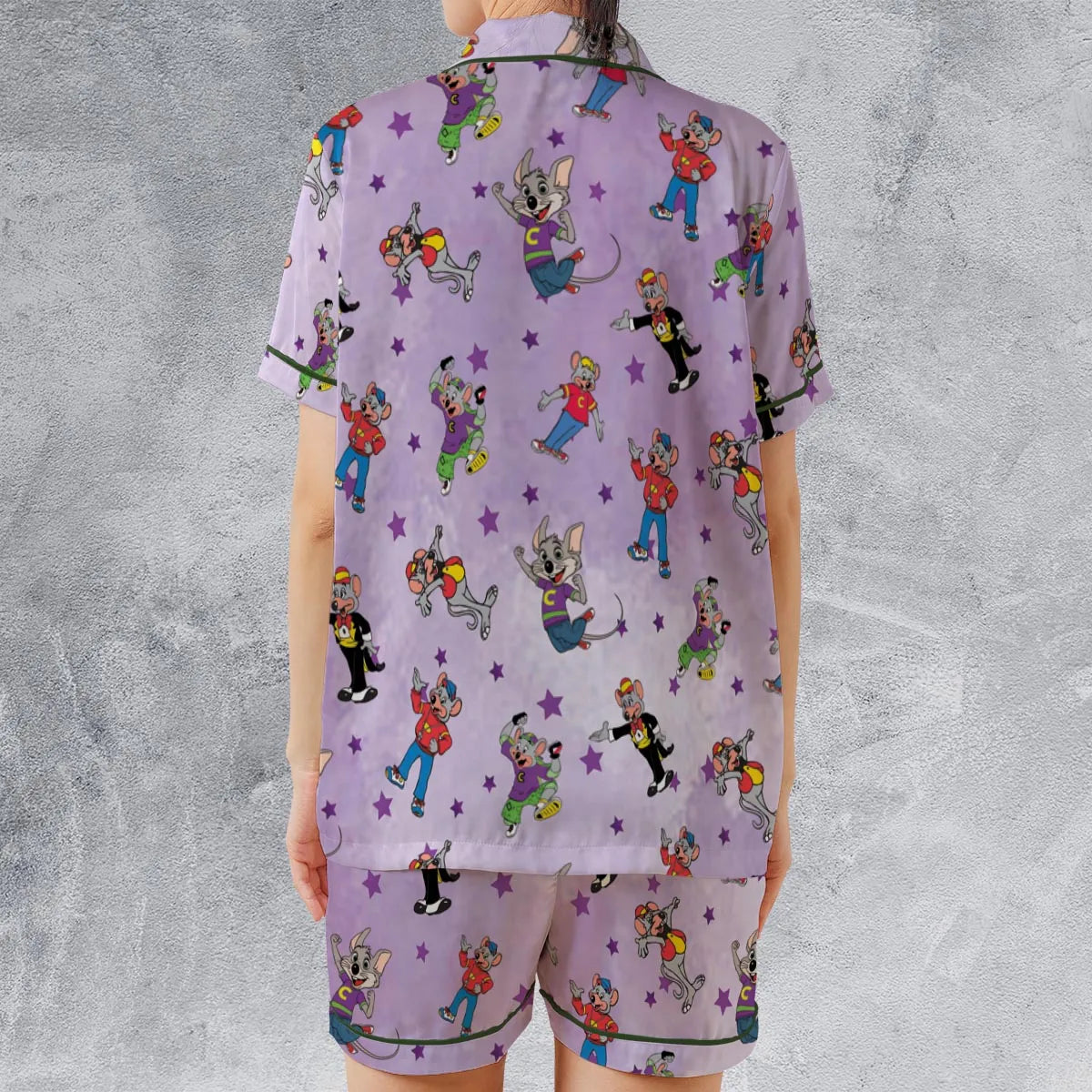 Satin Short-Sleeve Pajamas Set - C18CUMFP