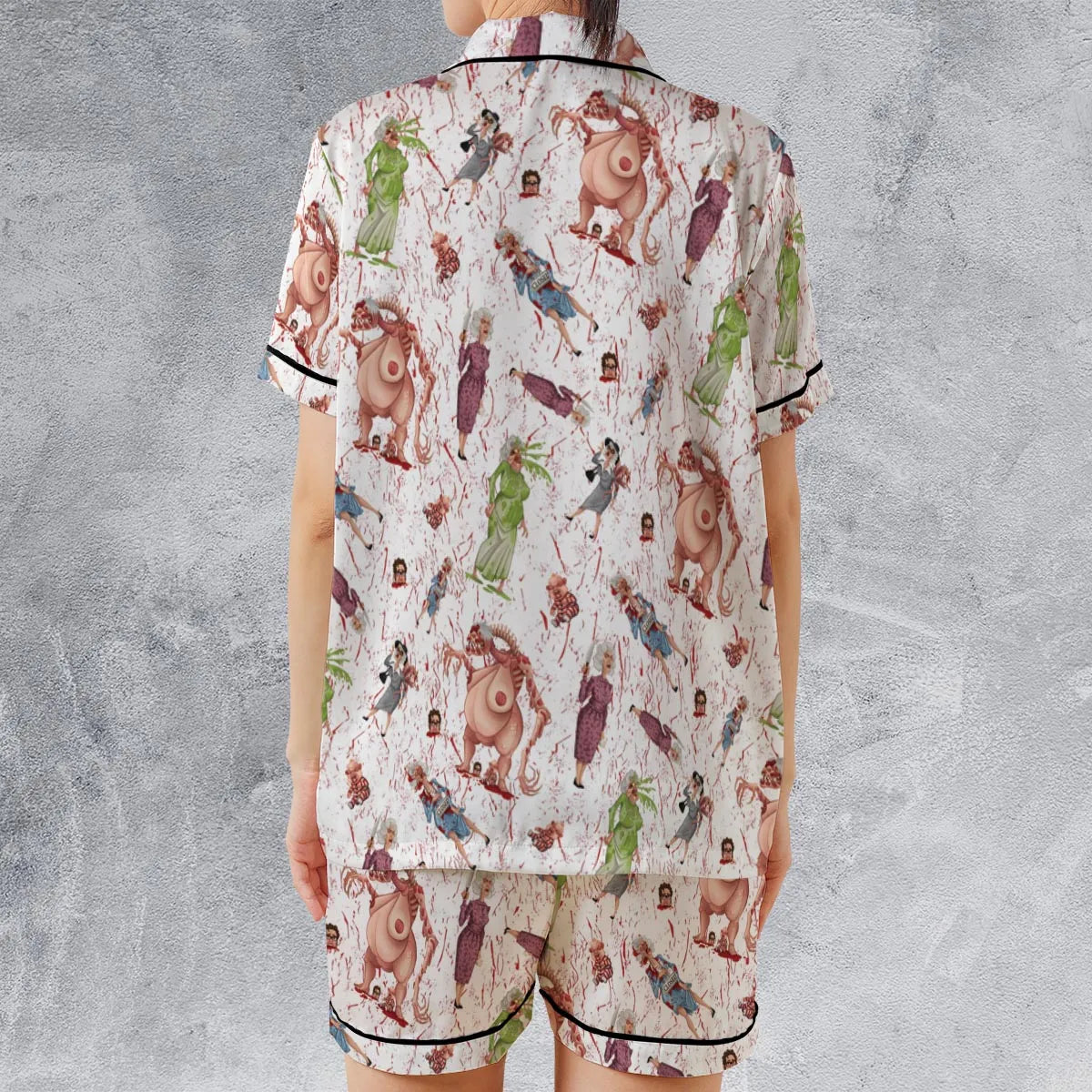 Satin Short-Sleeve Pajamas Set - EASRKVJJ