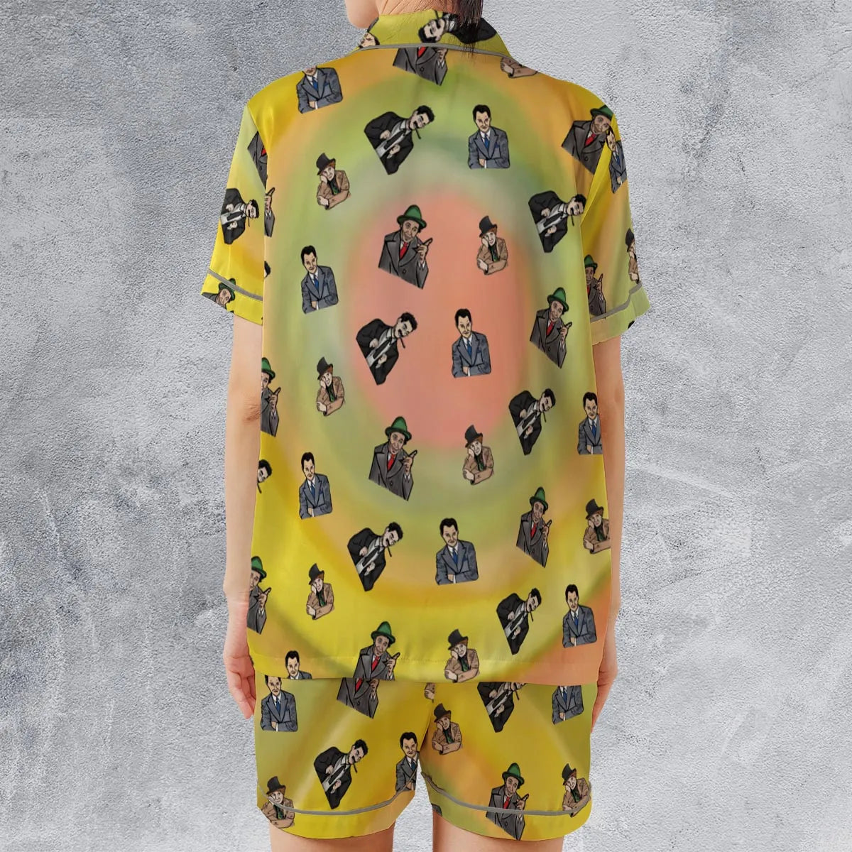 Satin Short-Sleeve Pajamas Set - 5X989PEX