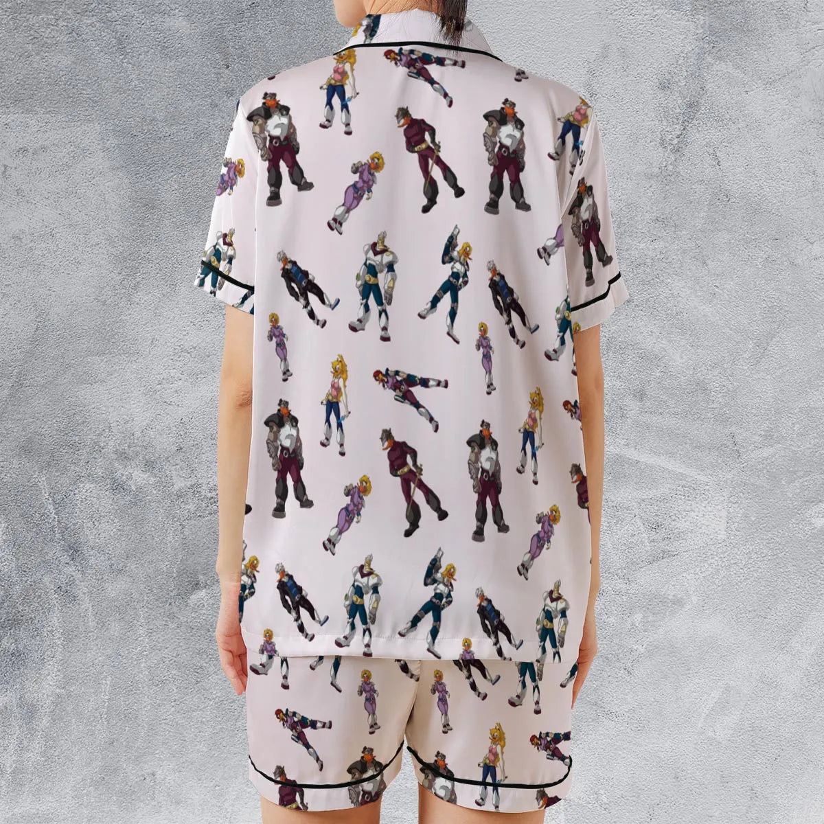Satin Short-Sleeve Pajamas Set - YFV5C718