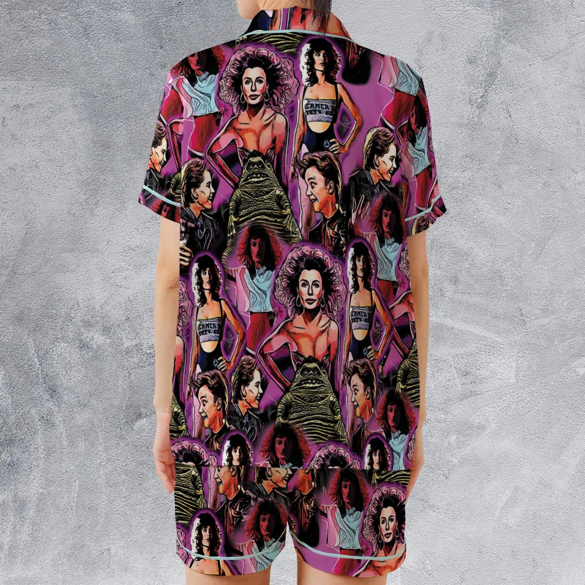 Satin Short-Sleeve Pajamas Set - M3T6R6J2