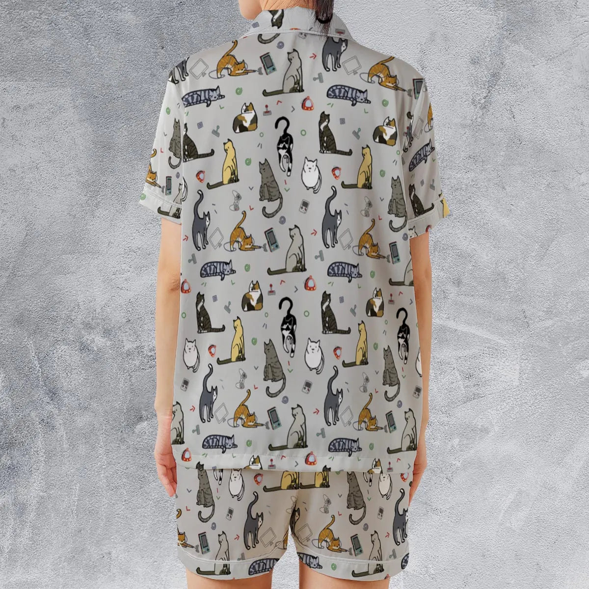 Satin Short-Sleeve Pajamas Set - P4JGWFN3