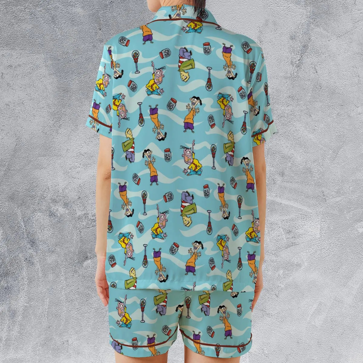 Satin Short-Sleeve Pajamas Set - K8U5BRQY
