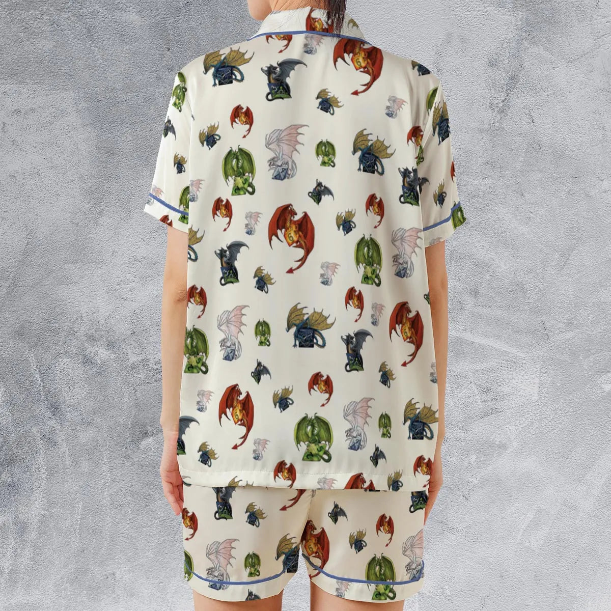 Satin Short-Sleeve Pajamas Set - KSQ53H2F