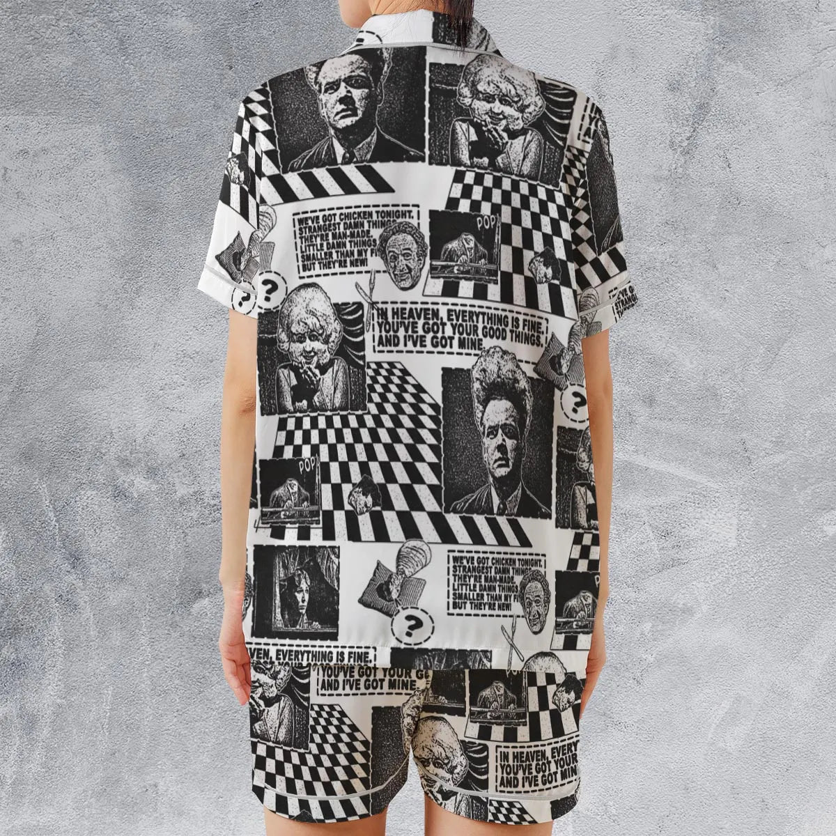 Satin Short-Sleeve Pajamas Set - MVQJFFCT