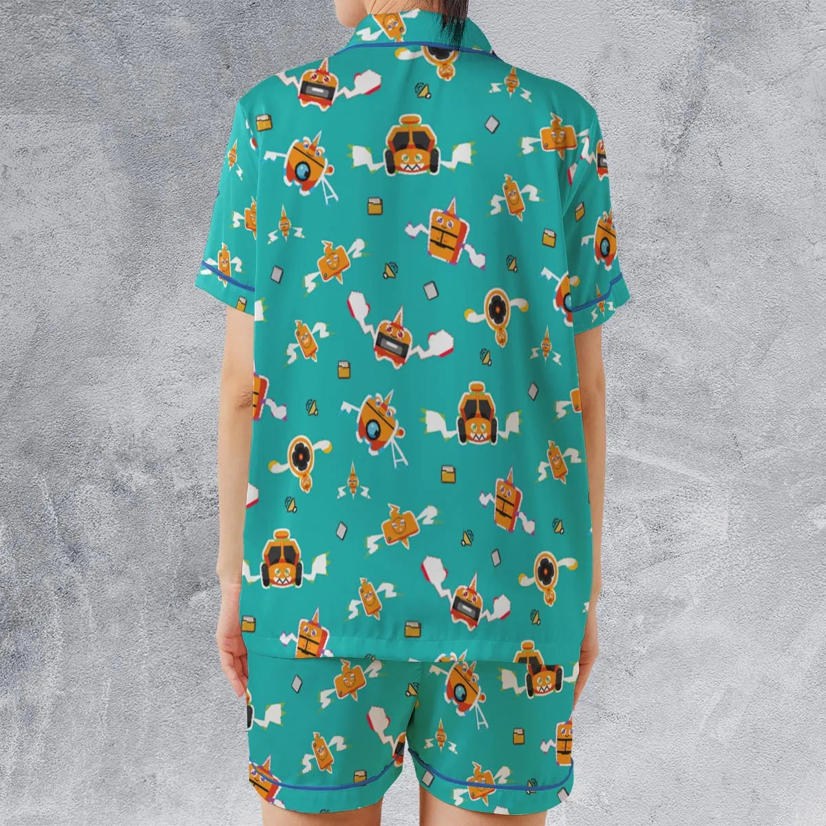 Satin Short-Sleeve Pajamas Set - Q1UG5UBM