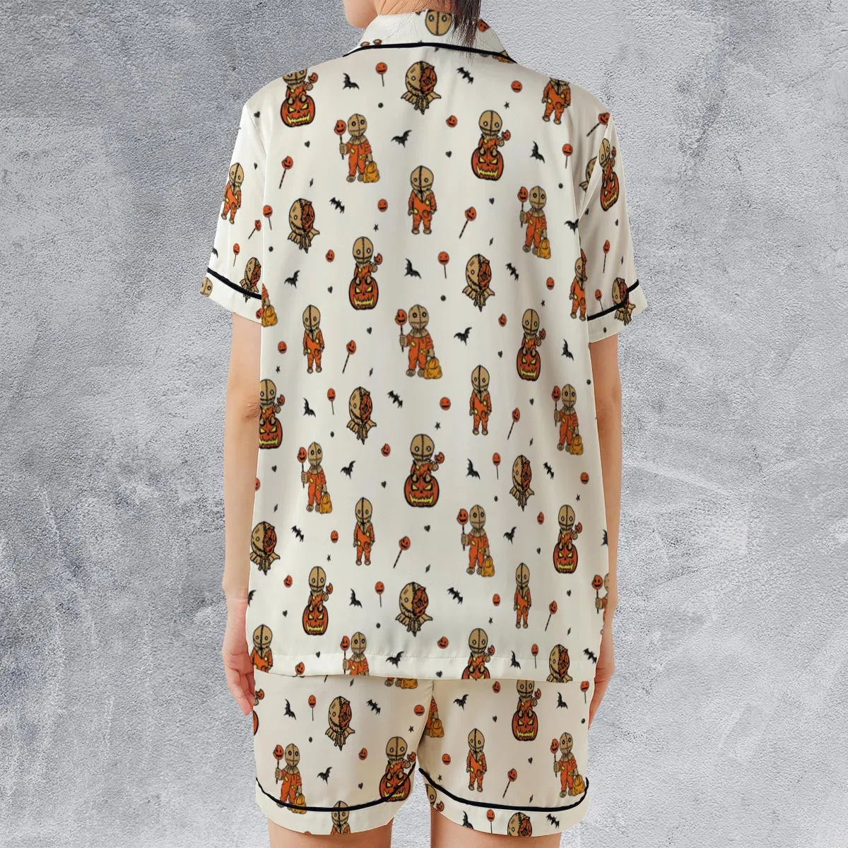 Satin Short-Sleeve Pajamas Set - QTK8M84S