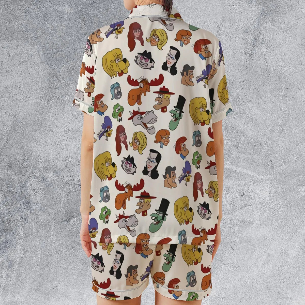 Satin Short-Sleeve Pajamas Set - LSYFLVX2