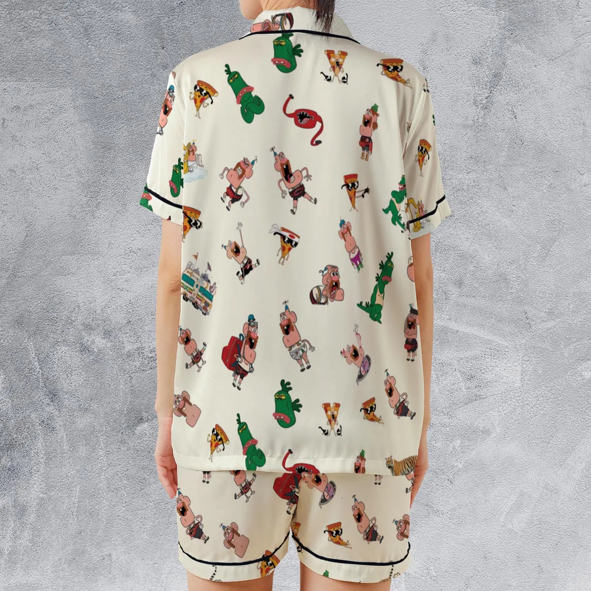 Satin Short-Sleeve Pajamas Set - D9EWRBV6