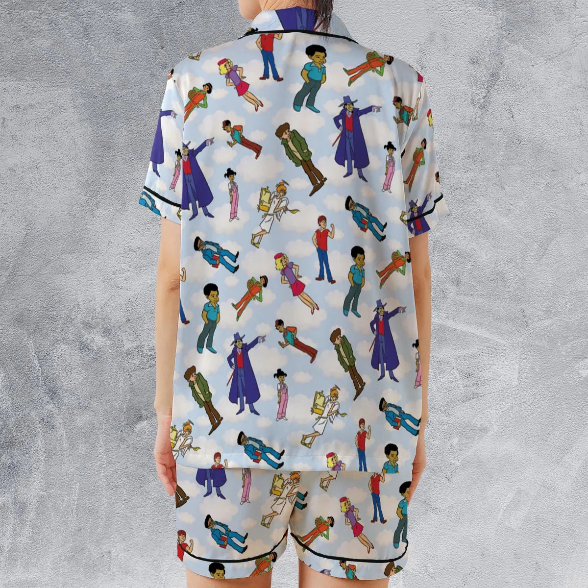Satin Short-Sleeve Pajamas Set - FTGCUE5T