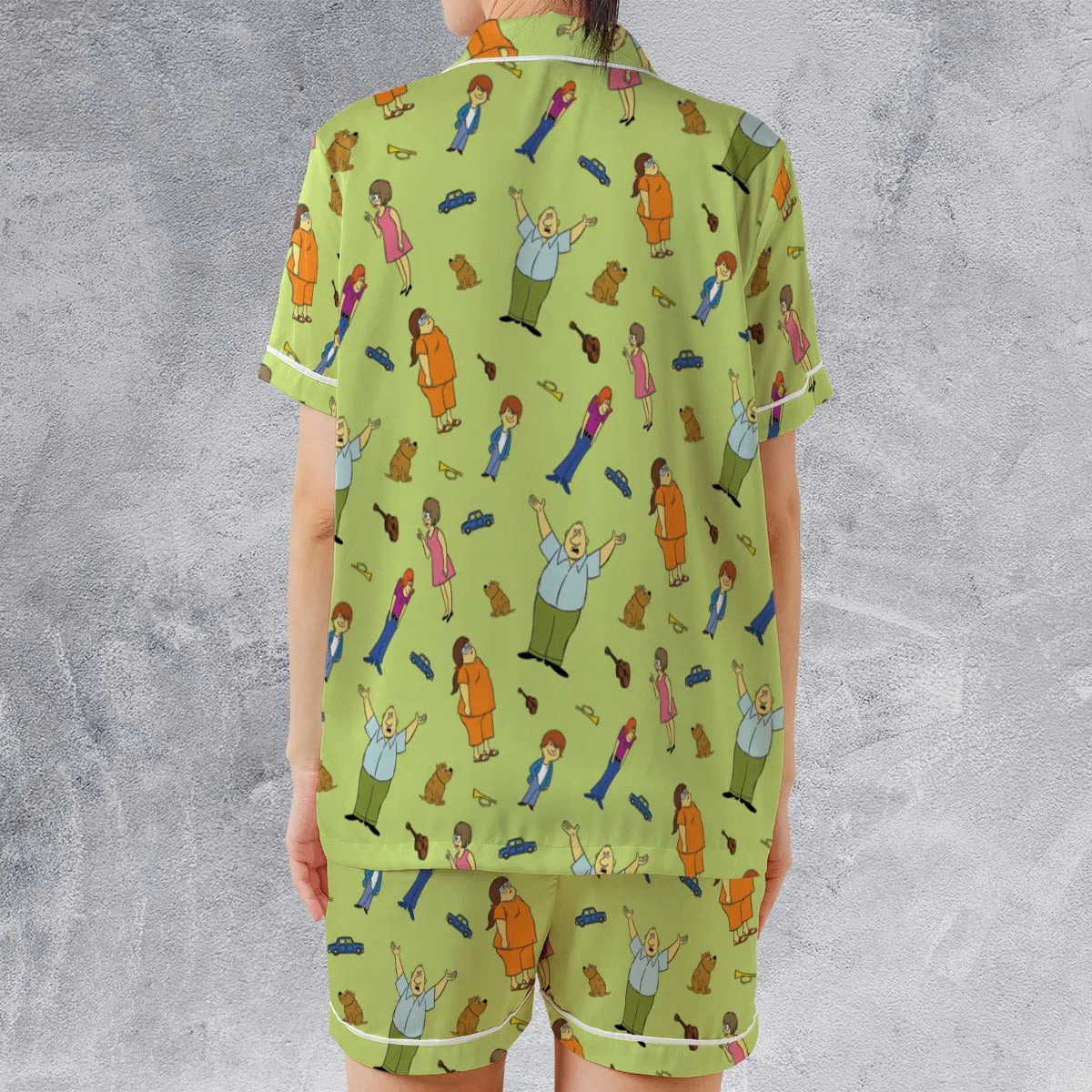 Satin Short-Sleeve Pajamas Set - C2MULJ72