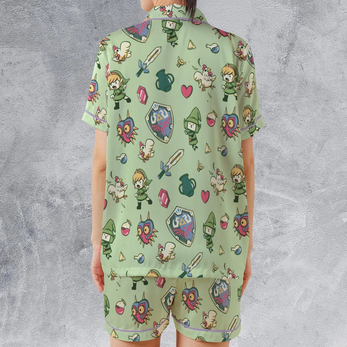 Satin Short-Sleeve Pajamas Set - Y9QR5HCK