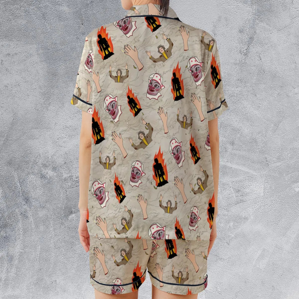 Satin Short-Sleeve Pajamas Set - FRWZAD6Z