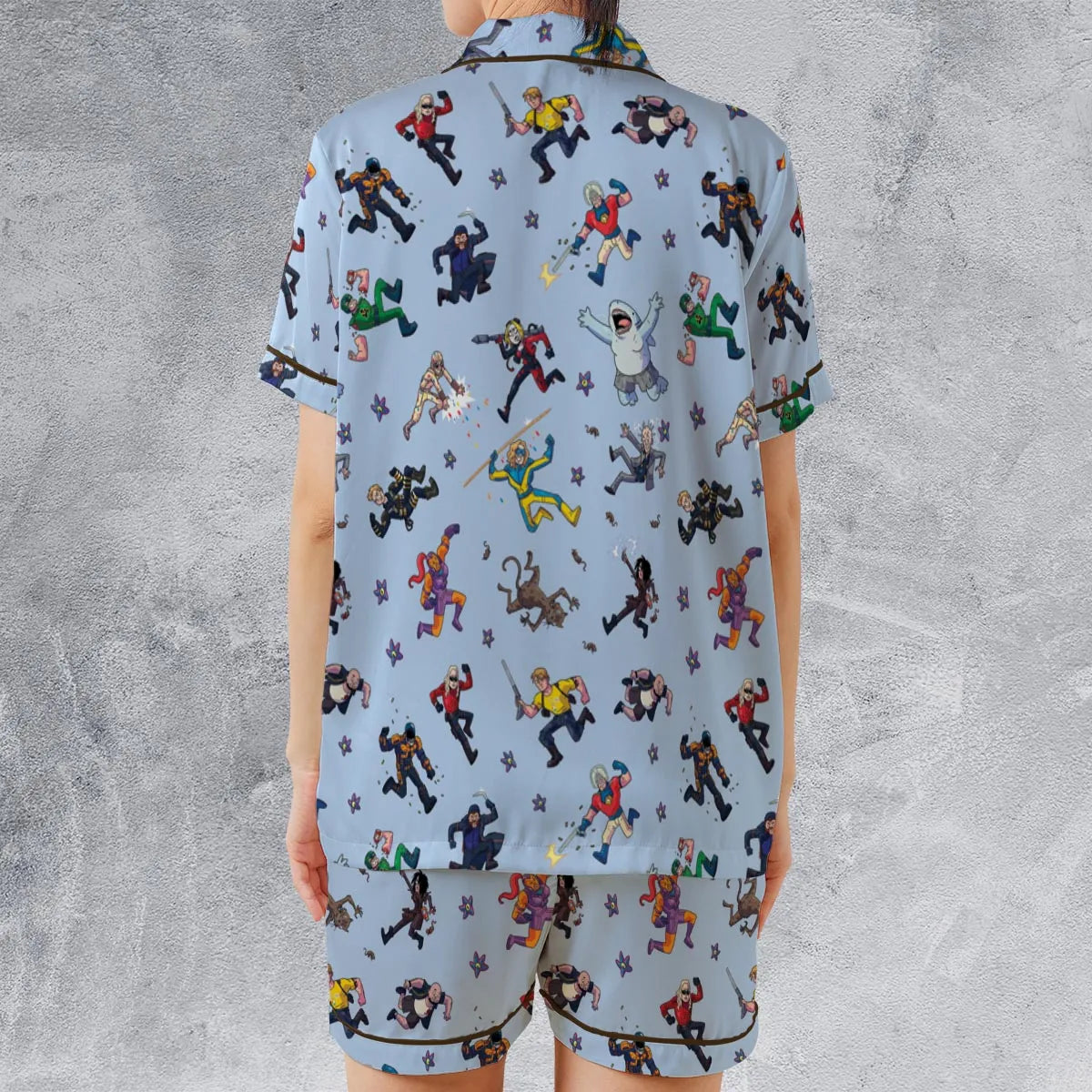 Satin Short-Sleeve Pajamas Set - 7GQC1ZHD