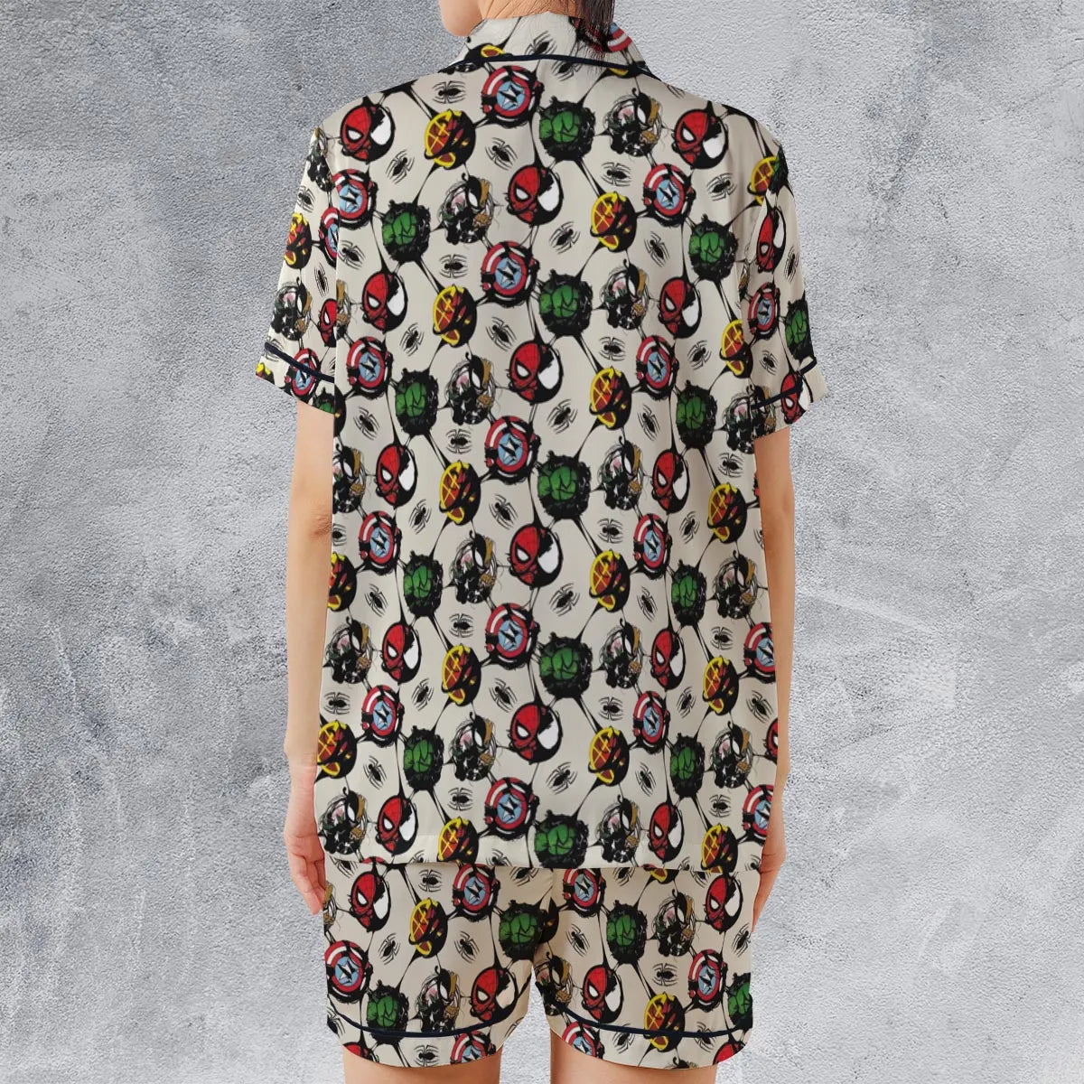 Satin Short-Sleeve Pajamas Set - KWSH8ZXK