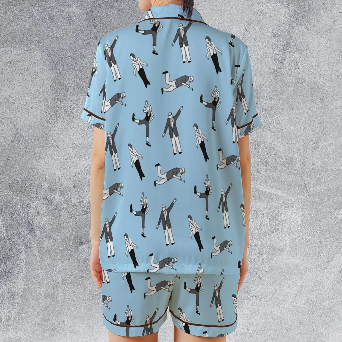 Satin Short-Sleeve Pajamas Set - QFQZMYWR