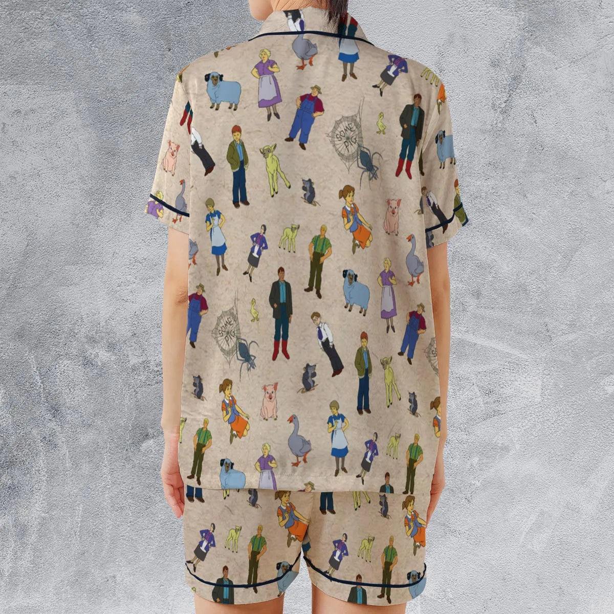 Satin Short-Sleeve Pajamas Set - V89FKKHE