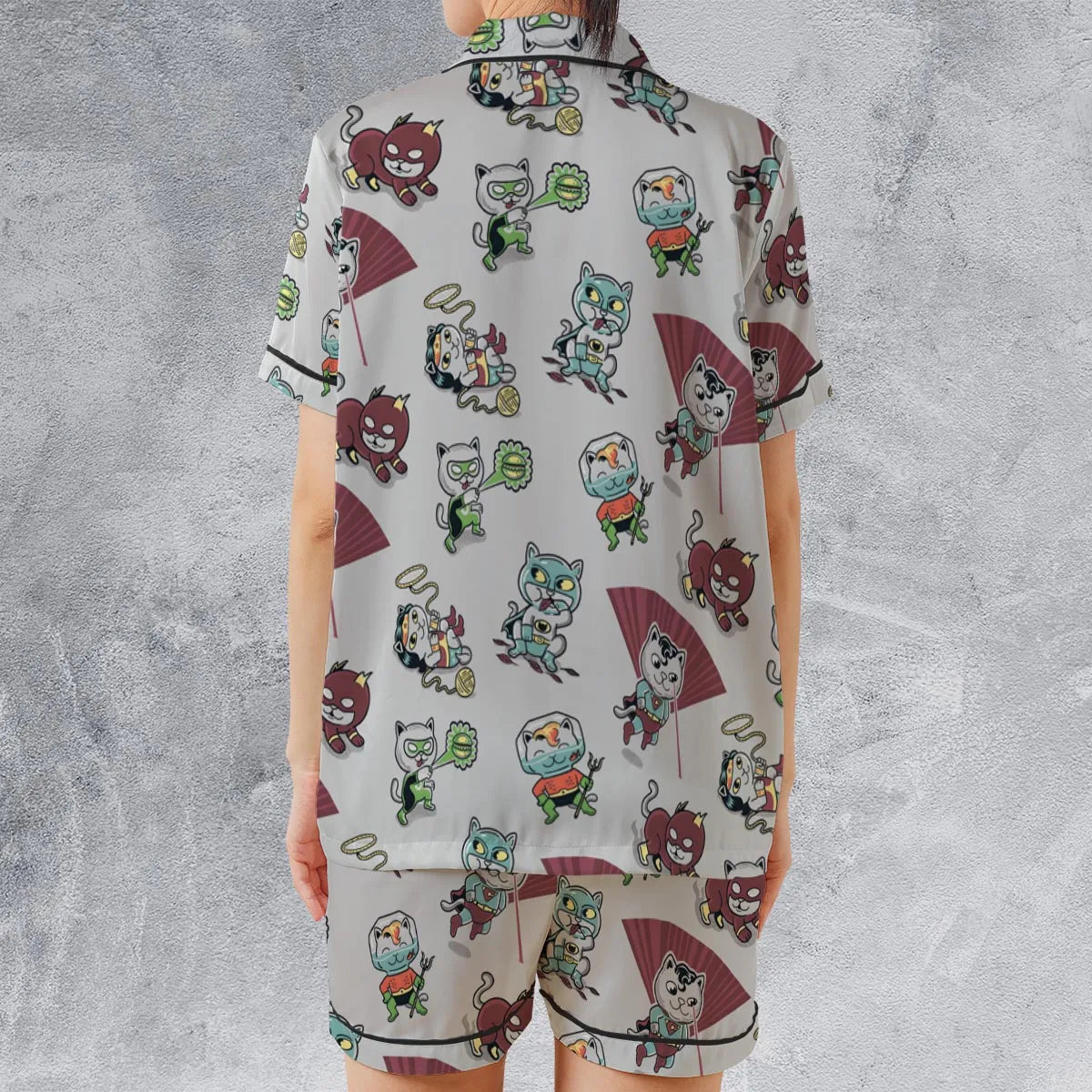 Satin Short-Sleeve Pajamas Set - JG665FZ8