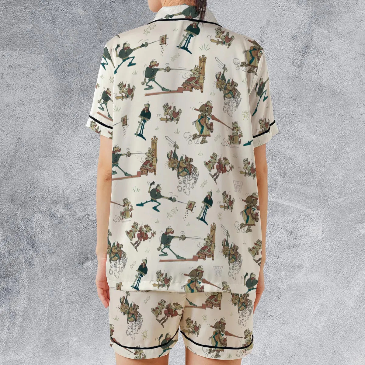 Satin Short-Sleeve Pajamas Set - JJEMB4XJ