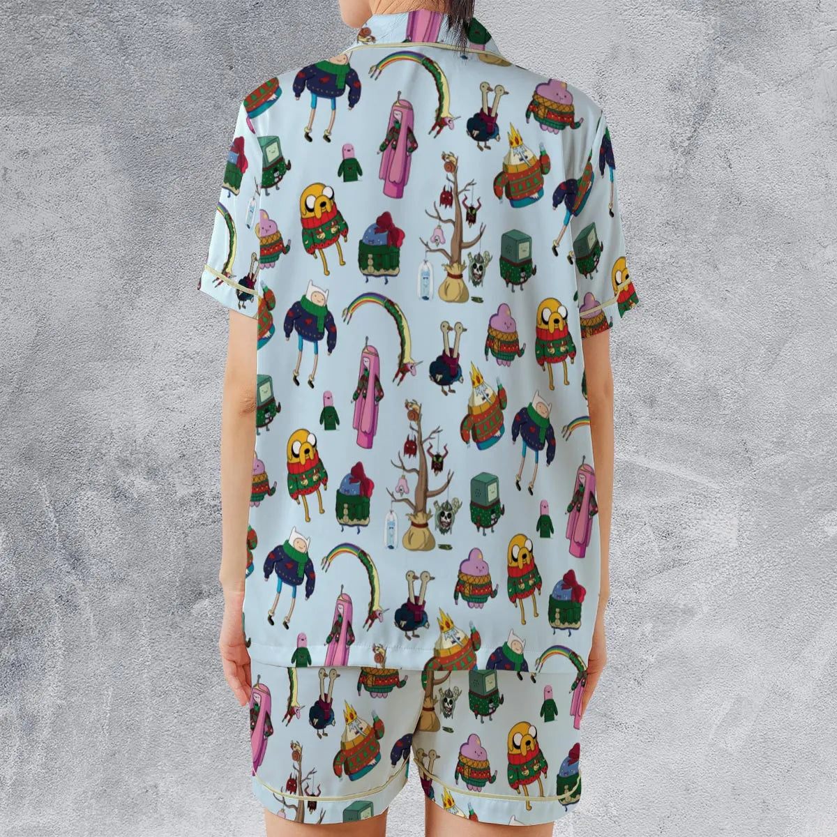 Satin Short-Sleeve Pajamas Set - YU48LLDN