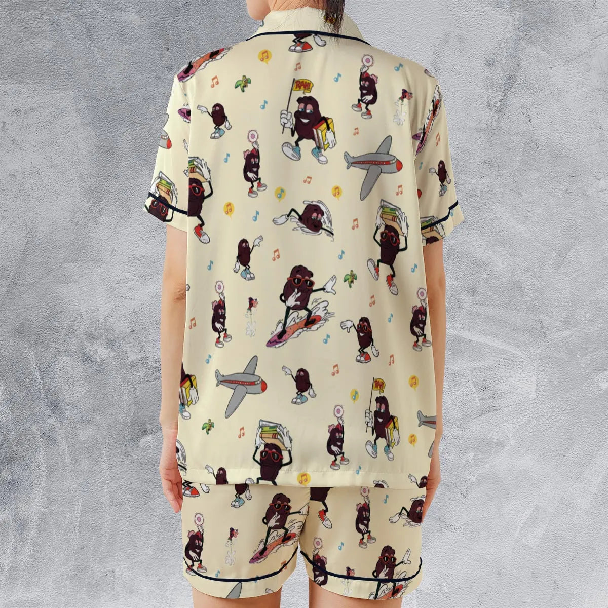 Satin Short-Sleeve Pajamas Set - N9BCE9Q5