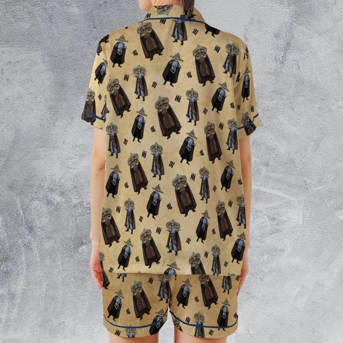 Satin Short-Sleeve Pajamas Set - S3B7QZWA