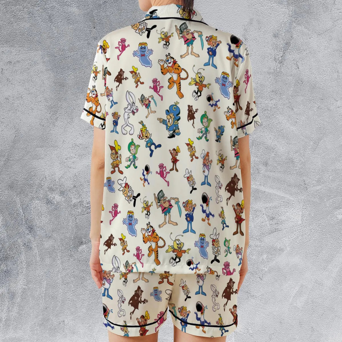 Satin Short-Sleeve Pajamas Set - AKJVK1FL