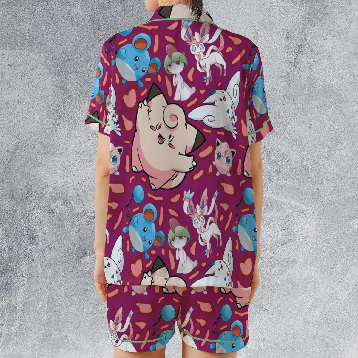 Satin Short-Sleeve Pajamas Set - HYDX5U7J