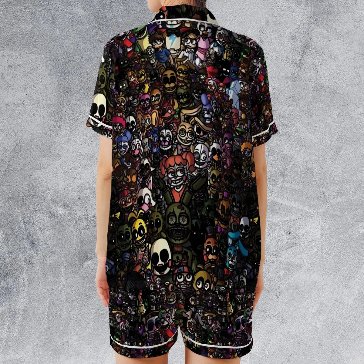 Satin Short-Sleeve Pajamas Set - KMALJGTF