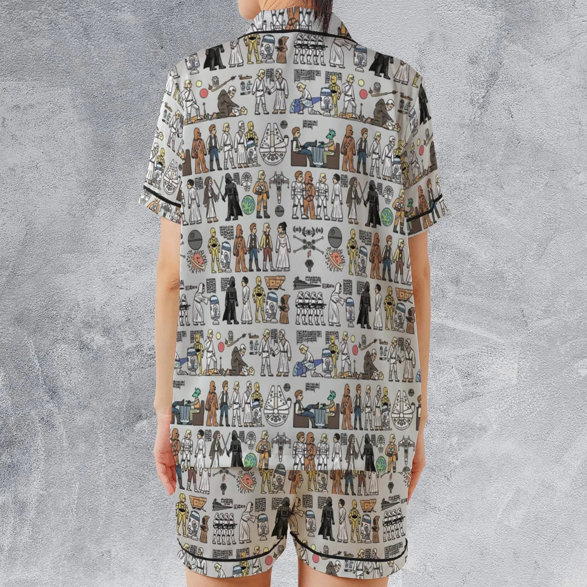 Satin Short-Sleeve Pajamas Set - SJT3BJXB