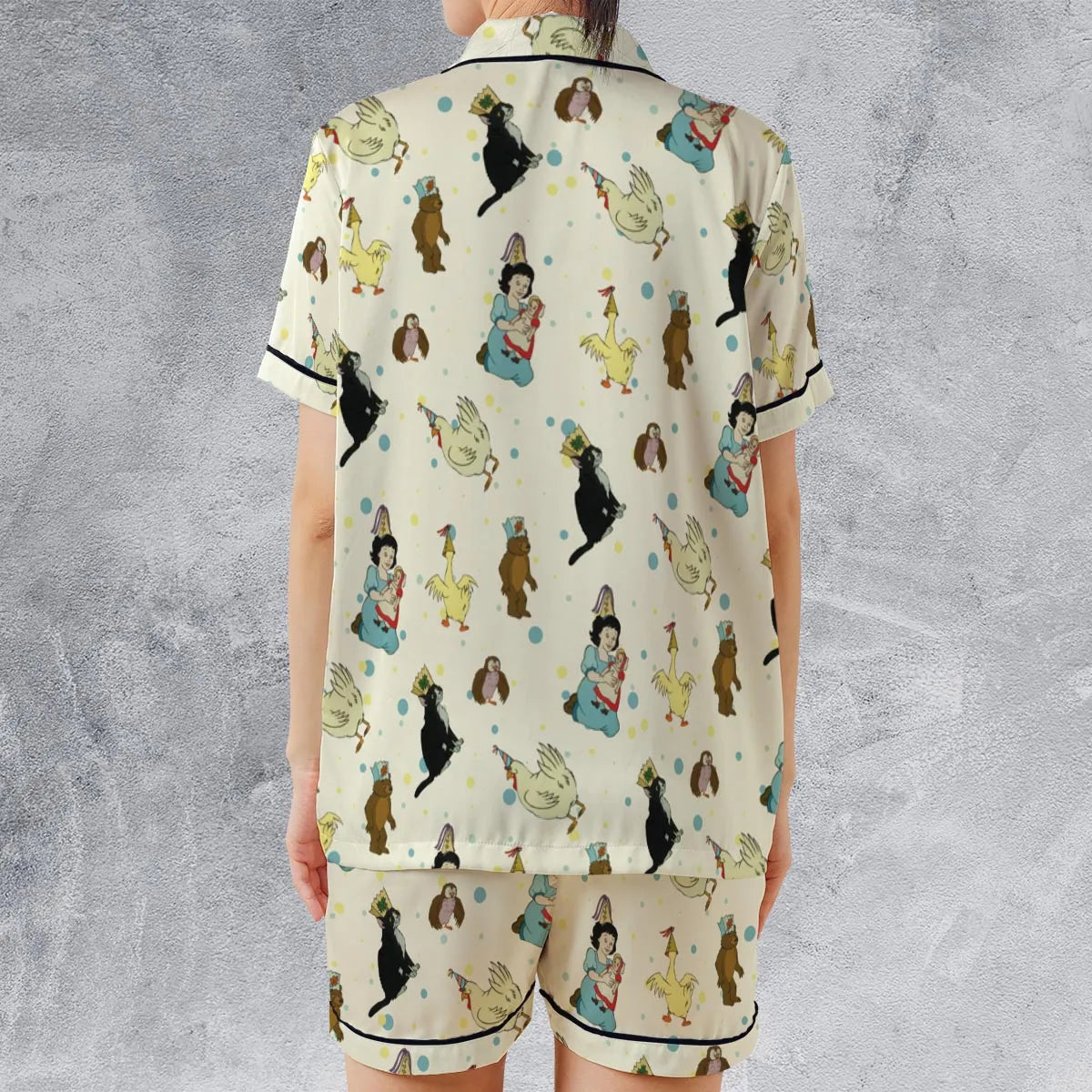Satin Short-Sleeve Pajamas Set - DV7PCER9