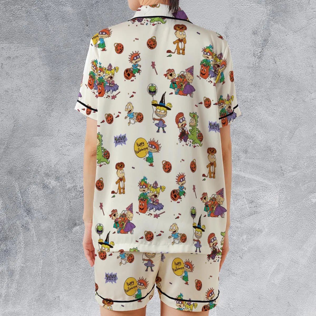 Satin Short-Sleeve Pajamas Set - UK2G2EM5
