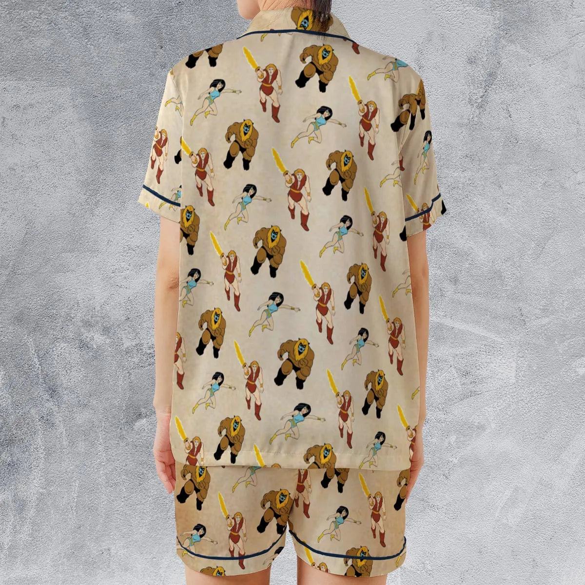 Satin Short-Sleeve Pajamas Set - 34UCTDBS