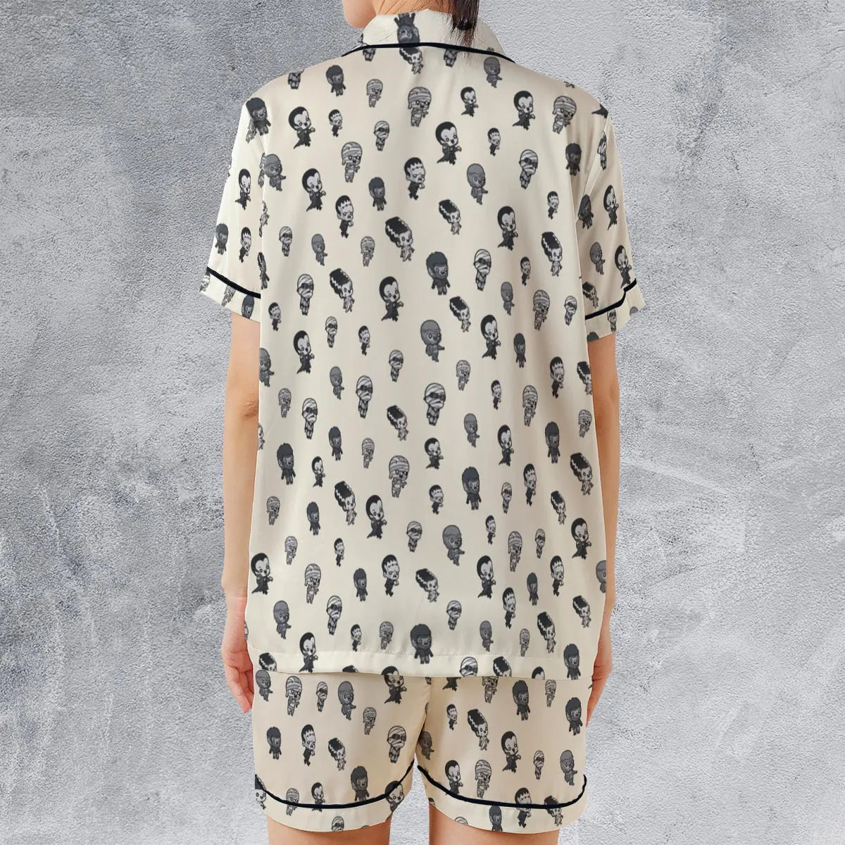 Satin Short-Sleeve Pajamas Set - KUUTFXM7