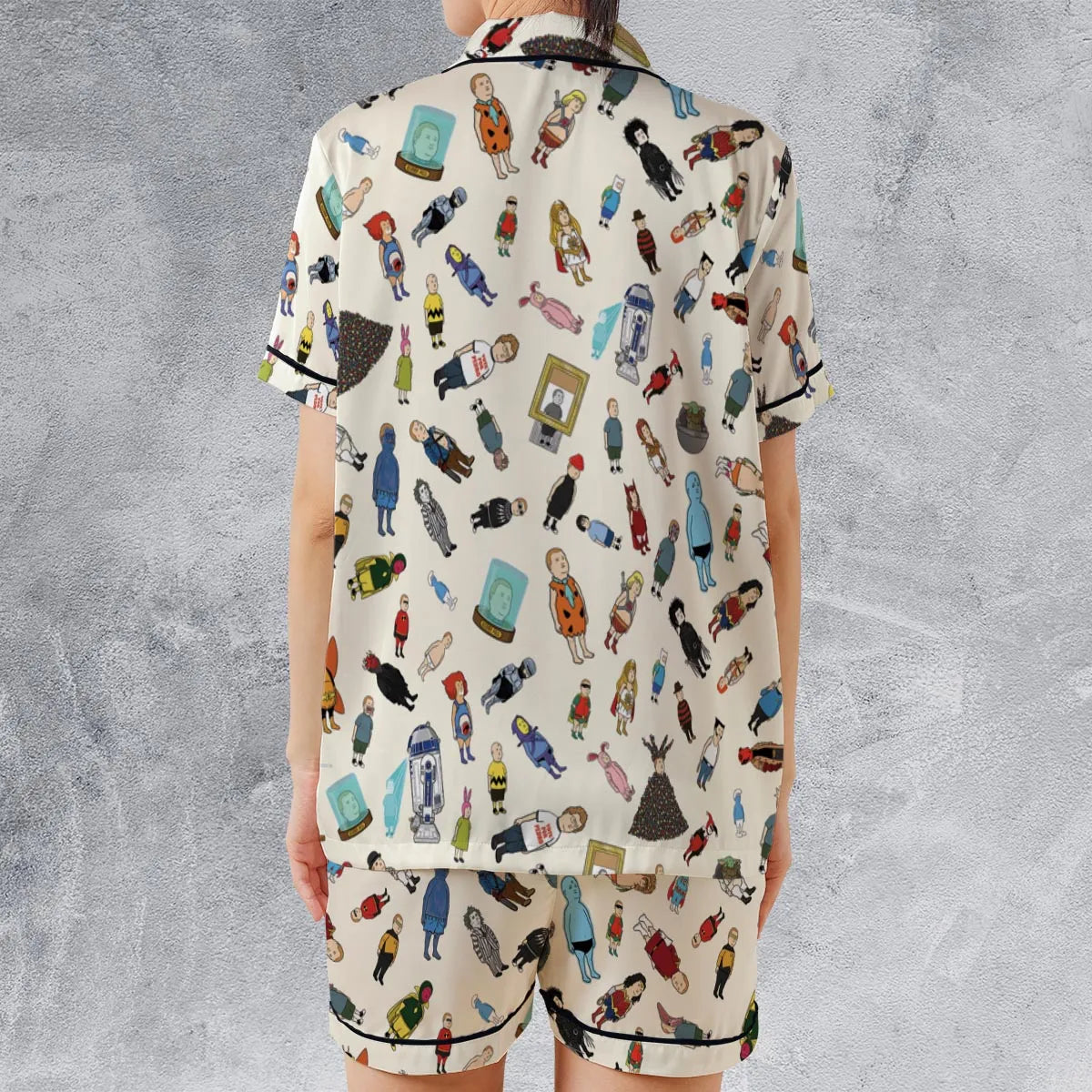 Satin Short-Sleeve Pajamas Set - X7U7XF1Y