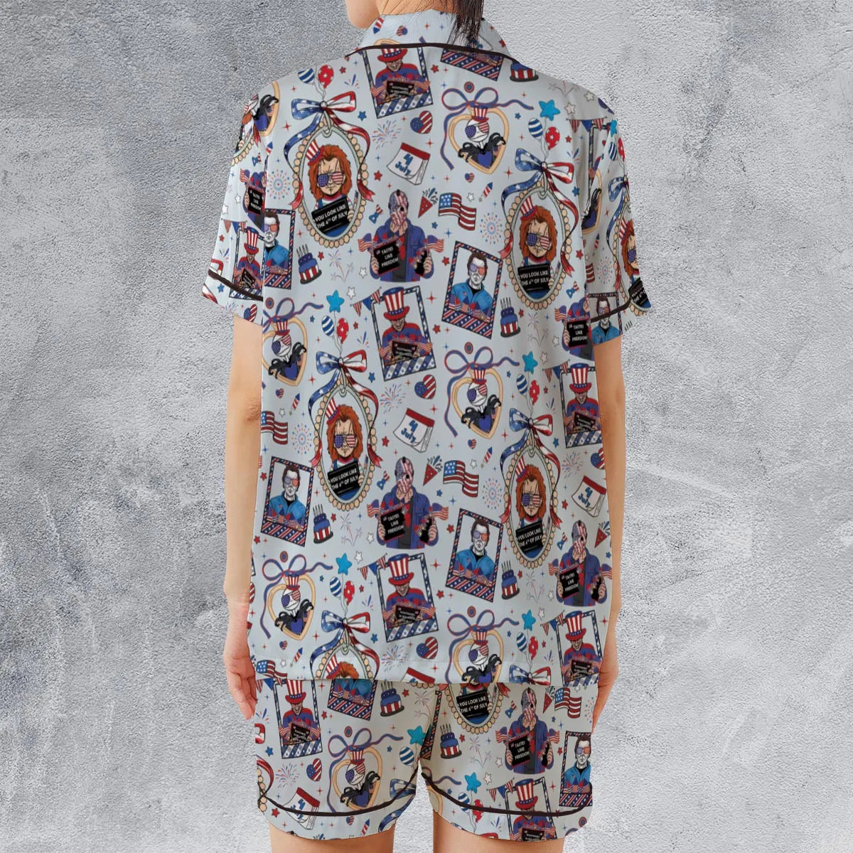 Satin Short-Sleeve Pajamas Set - HWTSSLXE
