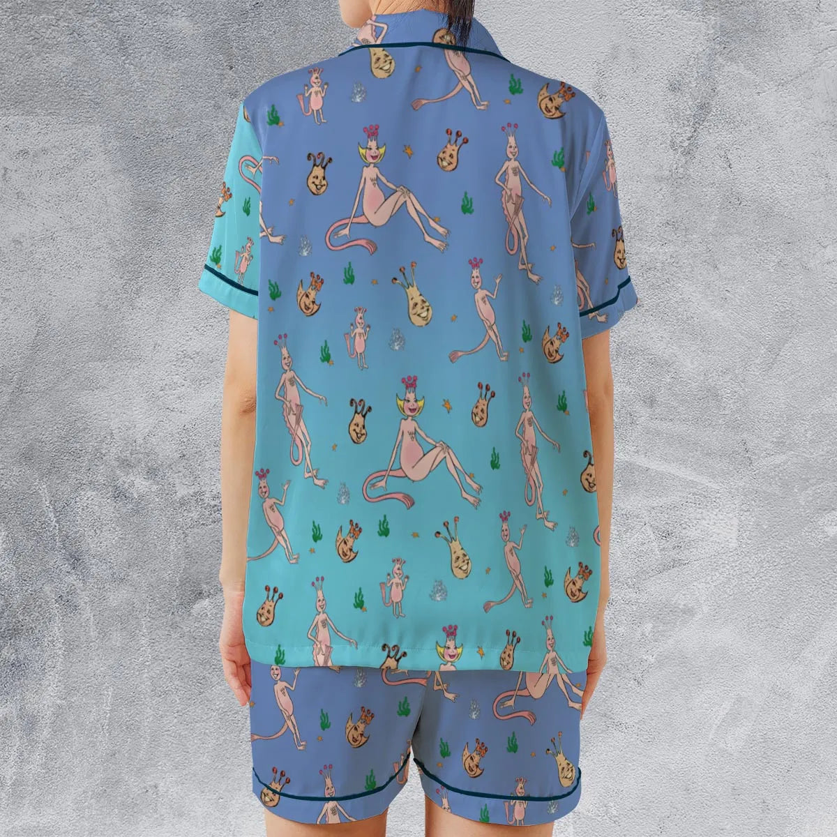 Satin Short-Sleeve Pajamas Set - Y3JLCUML