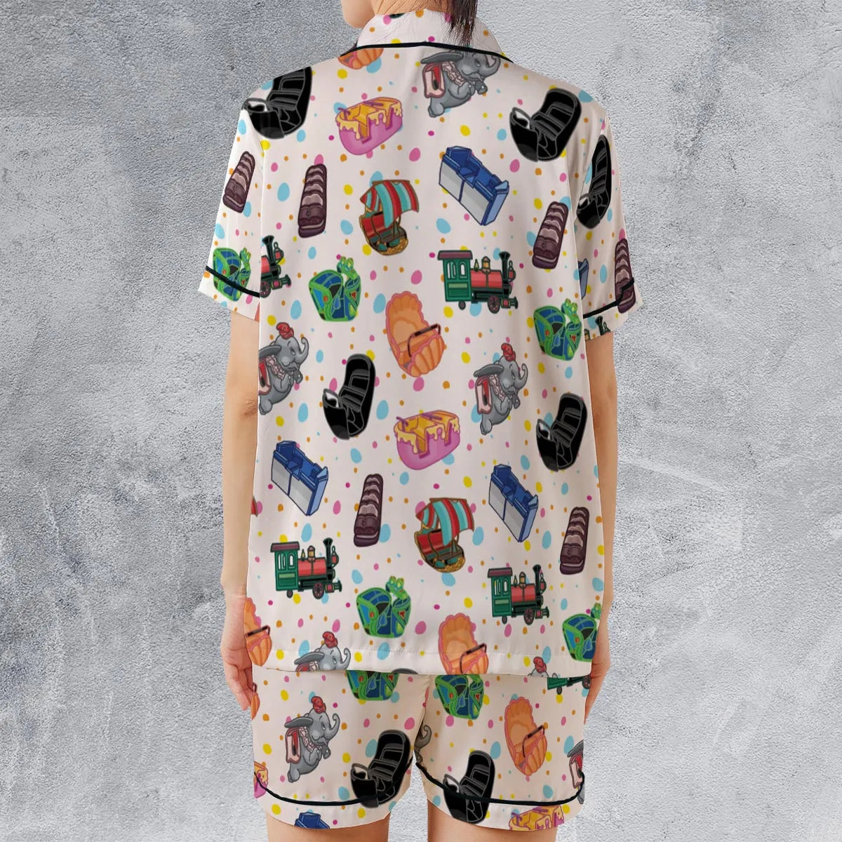 Satin Short-Sleeve Pajamas Set - UC7URJRB