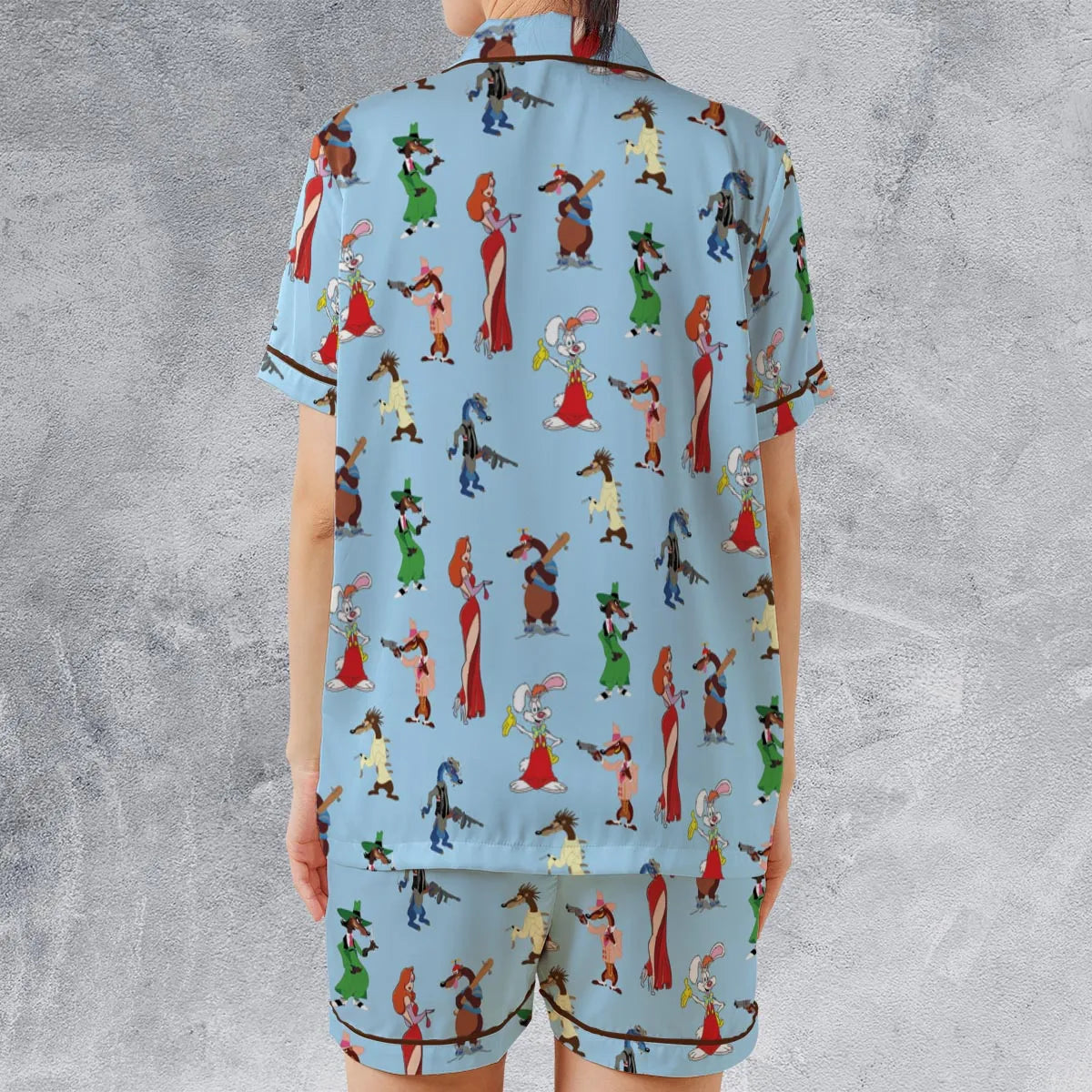Satin Short-Sleeve Pajamas Set - ASF4KVBA