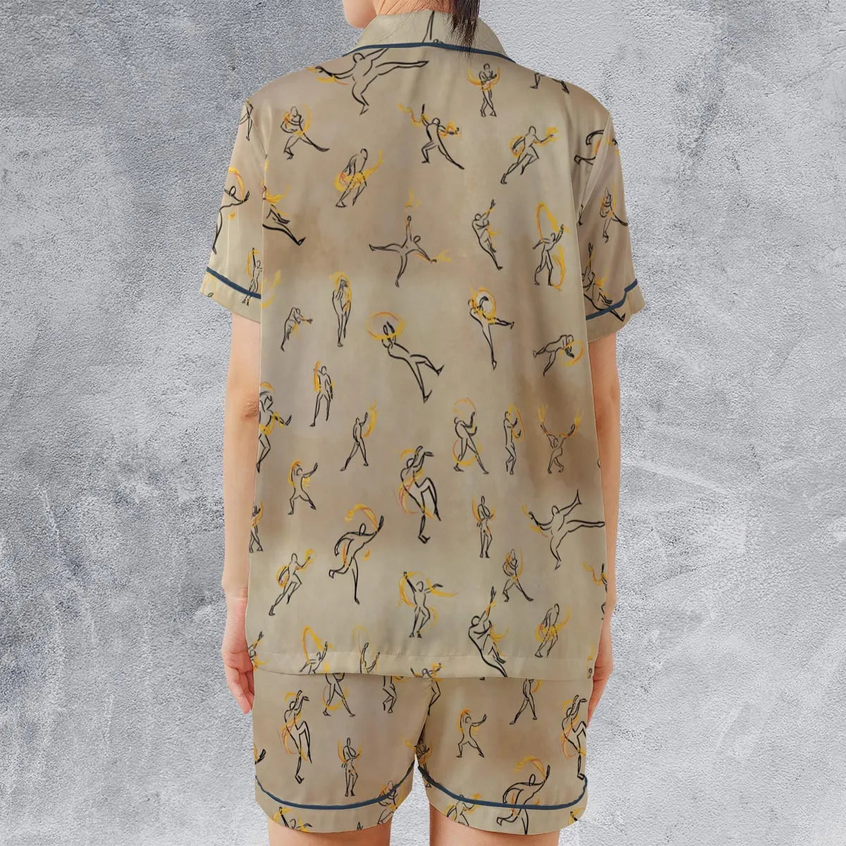 Satin Short-Sleeve Pajamas Set - 545SCWUE